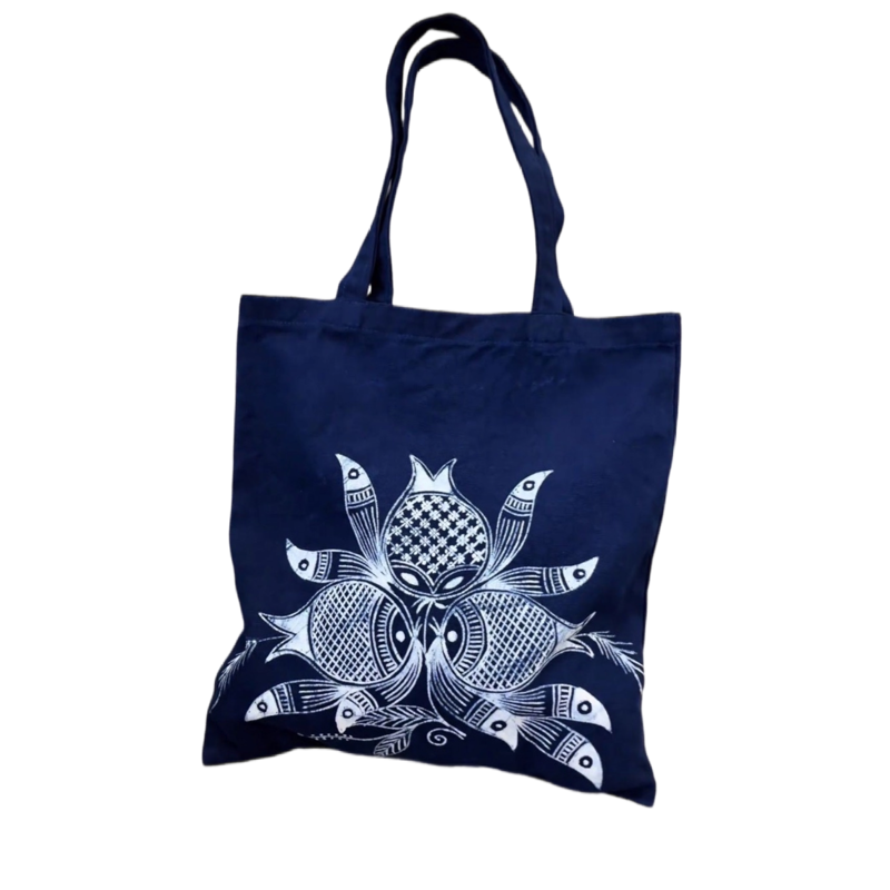 Handmade Wax-Dyed Tote Bag (Fish Pattern)