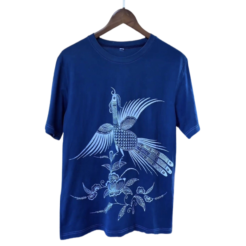 Handmade Batik T-shirt（Golden Pheasant Pattern）