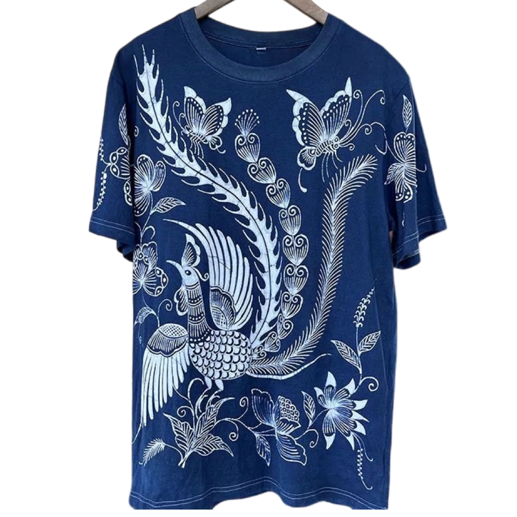 Batik T-shirt (golden pheasant and butterfly pattern)
