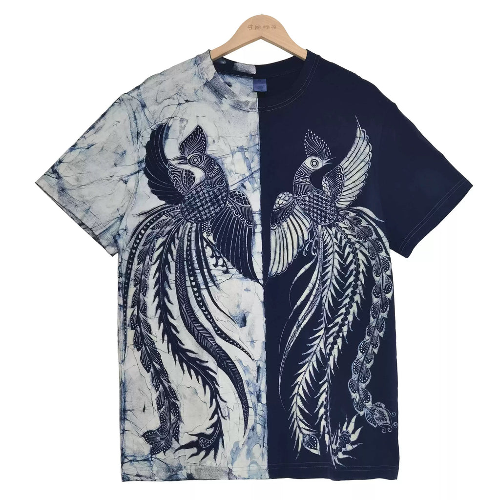 Handmade Batik T-shirt（Golden Pheasant Pattern）